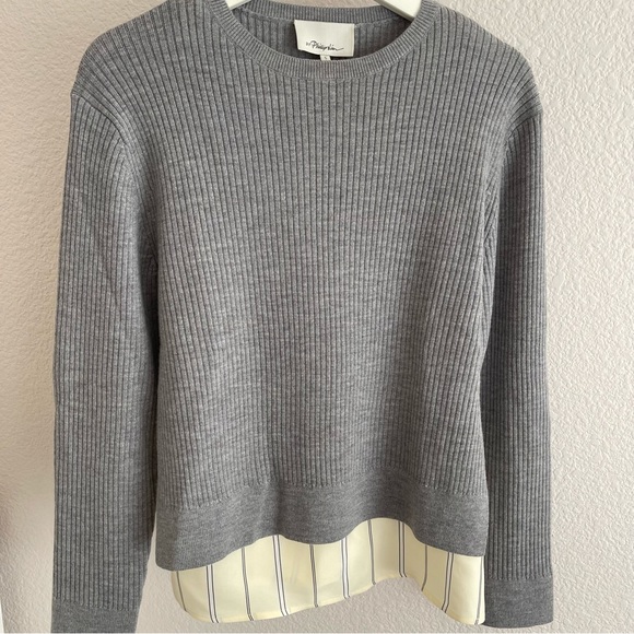 3.1 Phillip Lim Sweaters - 3.1 Phillip Lim Knit Long-Sleeve Pullover With Combo Shirt, Size S
